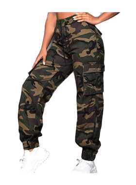 Color blocking ankle camouflage pants撞色抽绳束脚迷彩工装裤