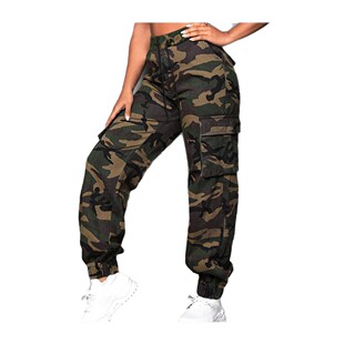 blocking 裤 ankle pants撞色抽绳束脚迷彩工装 camouflage Color