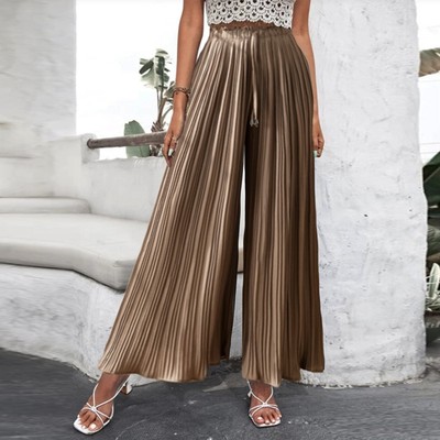 Solid Color Versatile Pleated Wide Leg Pants纯色百褶阔腿女裤