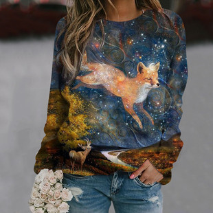 printed sweater round versatile 印花圆领百搭毛衣 neck Casual