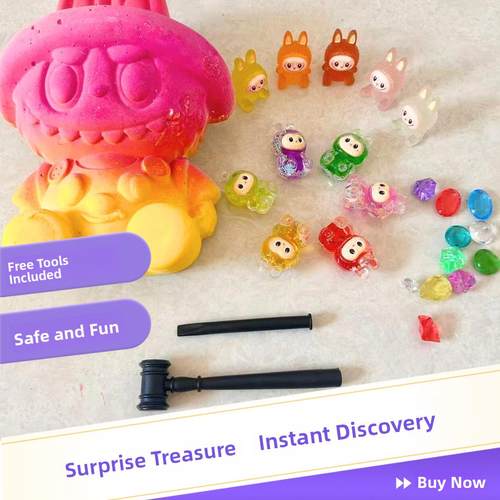 拉布布考古挖掘玩具挖宝石盲盒