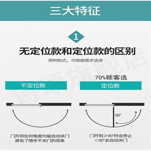 玻璃门自动闭门器缓冲阻尼回x位免打孔无框关门液压推拉回弹防撞