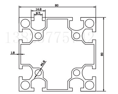 工业铝型材8080厚度20铝型材铝型材框架铝型材机架流水线工作台 金属材料及制品 铝材/铝型材/铝合金 原图主图