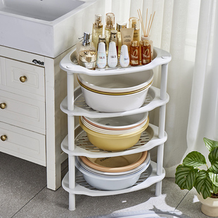 浴室洗脸盆架塑料阳台三角架卫生间防水桶置物架转角收纳架落地式