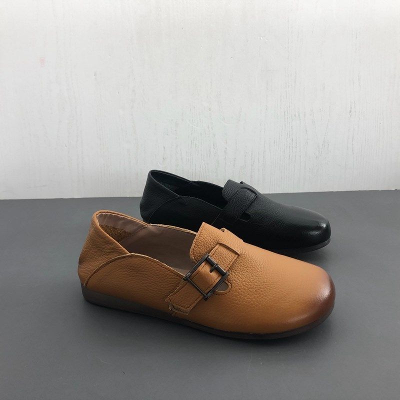 工厂断码真皮女鞋春季新款平底单鞋牛皮日常低跟软皮软底奶奶鞋,女鞋,浅口单鞋,淘宝优惠券,粉丝福利购,淘宝优惠卷