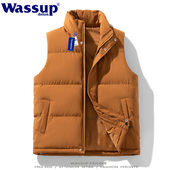 wassupdeion国潮羽绒棉马甲男秋冬季 保暖外套 无袖 情侣款 宽松大码
