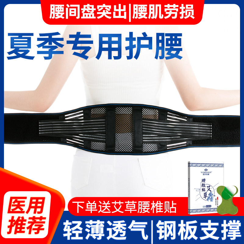 夏季医用护腰带腰间盘劳损腰肌腰椎突出疼腰围腰托钢板透气轻薄款