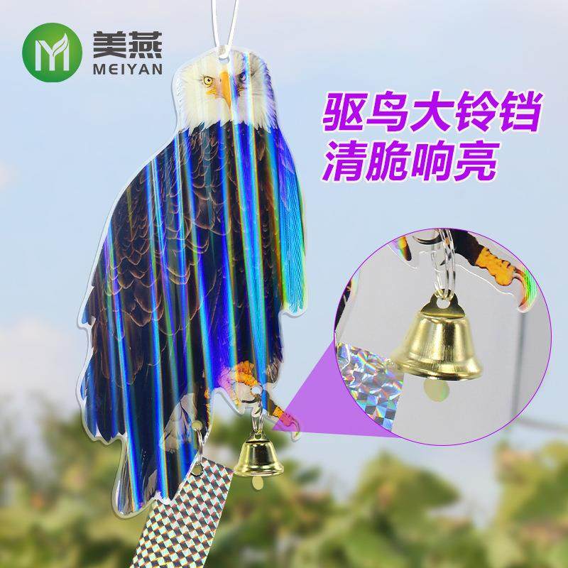 跨境炫彩立柱仿真驱鸟鹰亚克力驱鸟老鹰猫头鹰园林庭院镭射驱鸟片