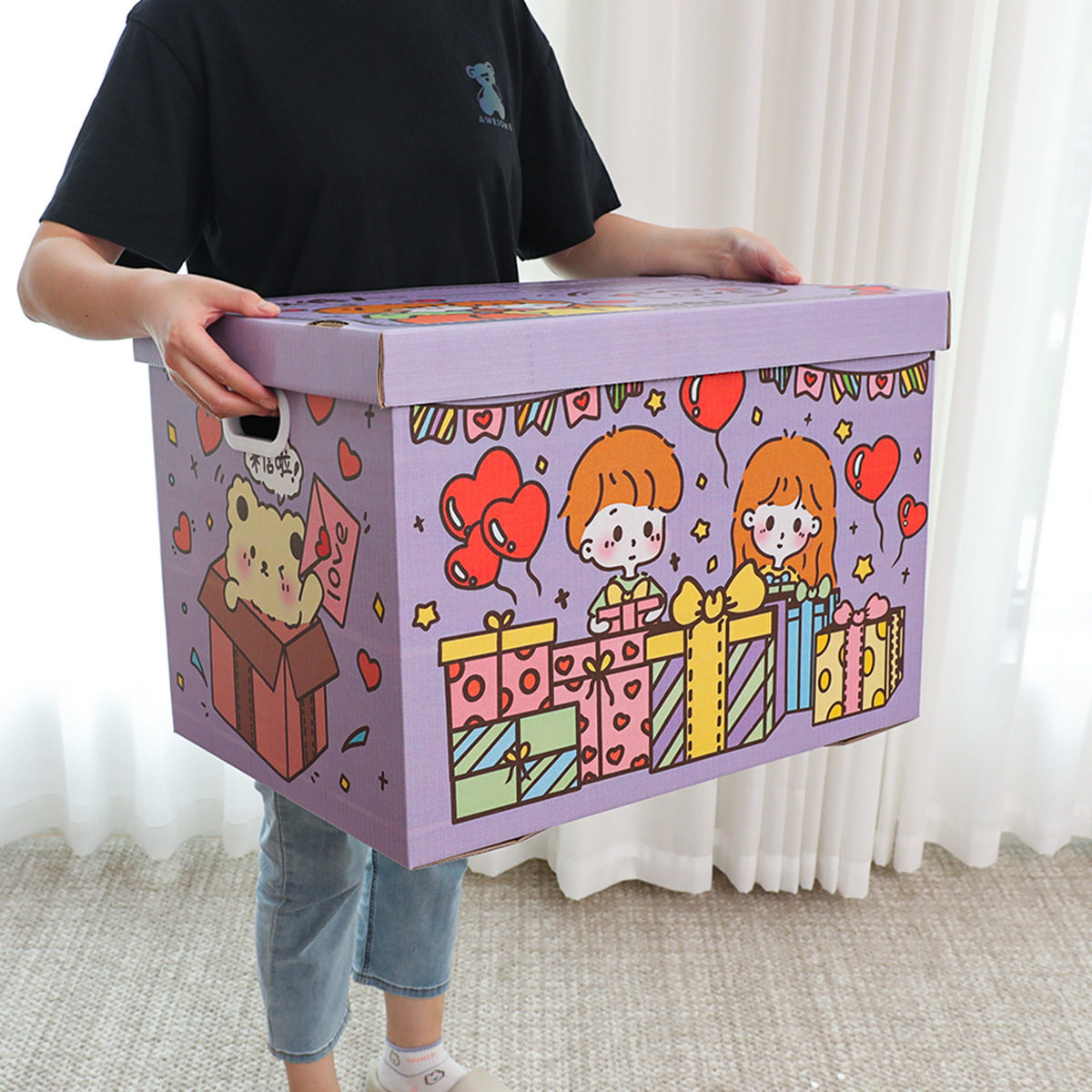 线条小狗生日礼盒礼物盒空盒子惊喜礼品盒包装盒大号零食礼物箱子