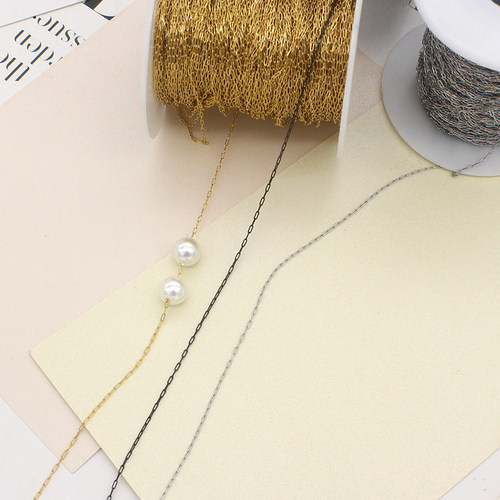 316钛钢电镀18K金长十字链串珠链