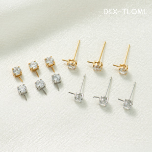 东夏饰品 316钛钢5A锆石戴妃耳钉 炉内电镀18K金爪钻镶嵌珍珠吊坠