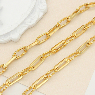 东夏饰品 手工diy手链项链麻花波塞冬链条 14K加厚镀金批花子母链