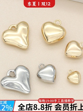 14k镀金光面爱心吊坠心形项坠