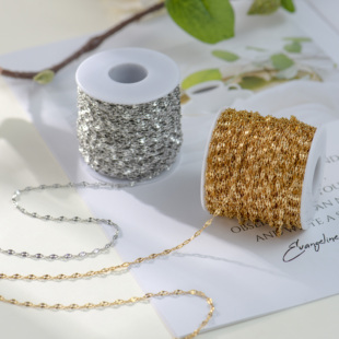 东夏饰品 炉内电镀18K金嘴唇链十字散链 精抛钛钢电镀压花链条