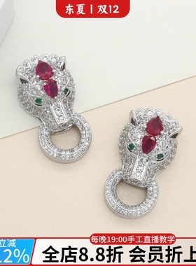 微镶锆石满钻豹子吊坠大号