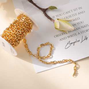 东夏饰品 手工diy三圈子母链子椭圆粗散链 14k加厚镀金阿瑞斯链条