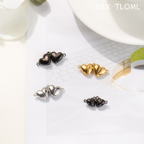 316钛钢镀18K精工爱心磁铁扣