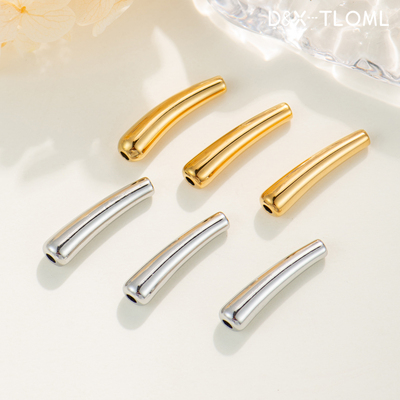 316钛钢电镀18K金光面弯管隔珠