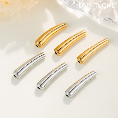 316钛钢电镀18K金光面弯管隔珠