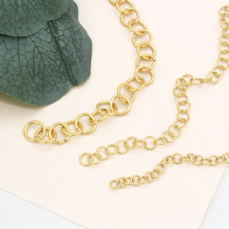 DONGXIA JEWELRY FINE POLISHED 316 TITANIUM STEEL OPEN RING CHAIN HANDMADE DIY DETACHABLE SPLICING CIRCLE O CROSS CHAIN