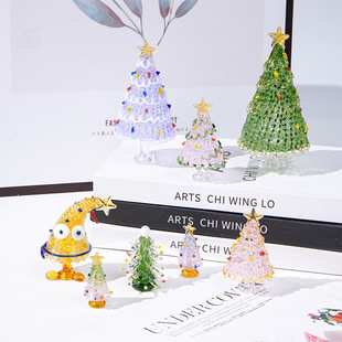 琉璃圣诞树玻璃摆件氛围纯手工圣诞礼品桌面小摆件创意闺蜜高级感