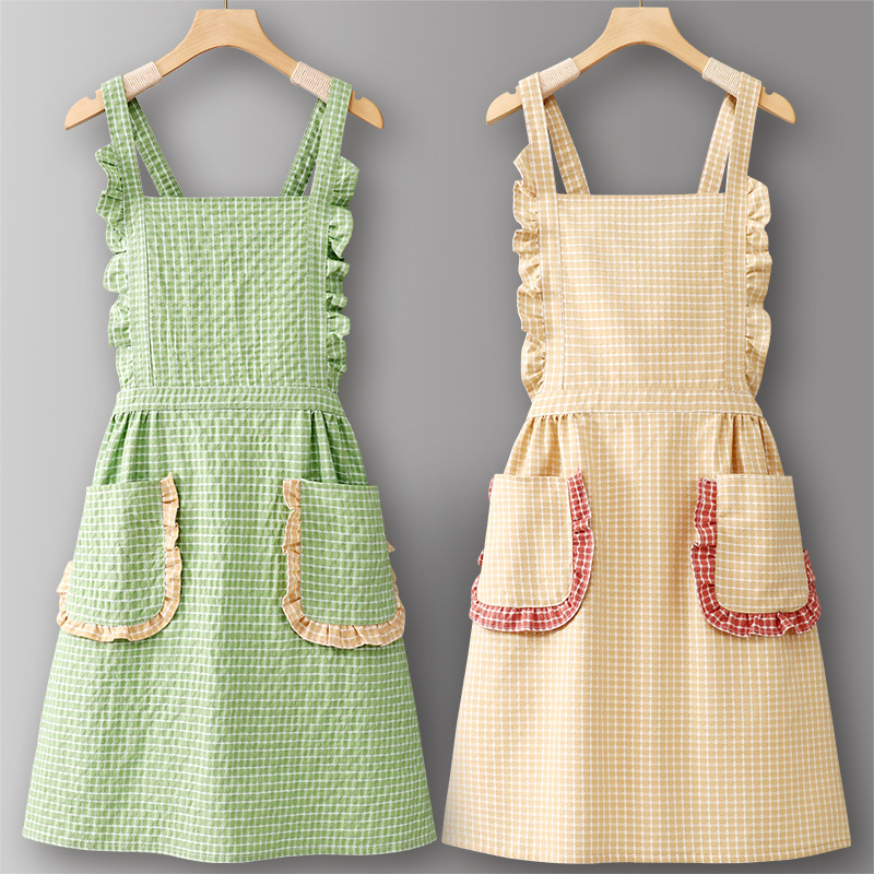 纯棉围裙家用耐磨厨房新款