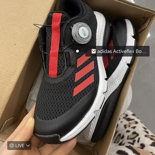 adidas Activeflex Boa K 防滑减震 低帮 跑步鞋 黑红 儿童款
