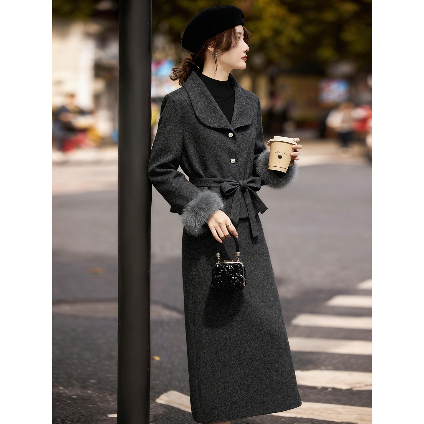 【90白鸭绒】冬季气质复古呢子羽绒服外套A字长裙套装,女装/女士精品,时尚套装,淘宝优惠券,粉丝福利购,淘宝优惠卷