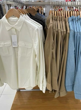 日单 秋女装全棉工装衬衫长袖休闲宽松衬衣空调衫479579/480004