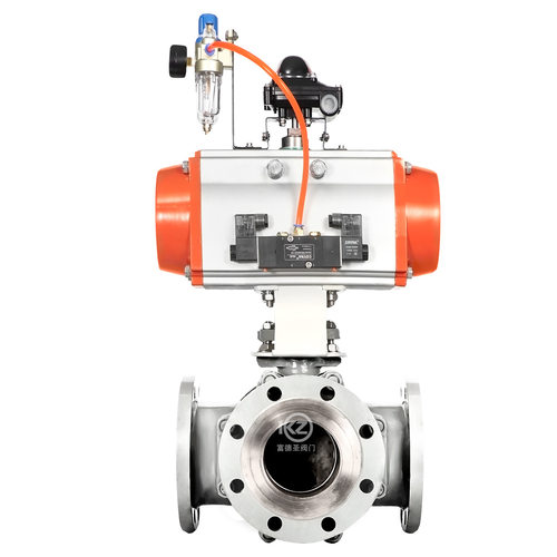 气动四通球阀 铸钢法兰式 水 蒸汽 油品 双L型转换阀门DN15-200