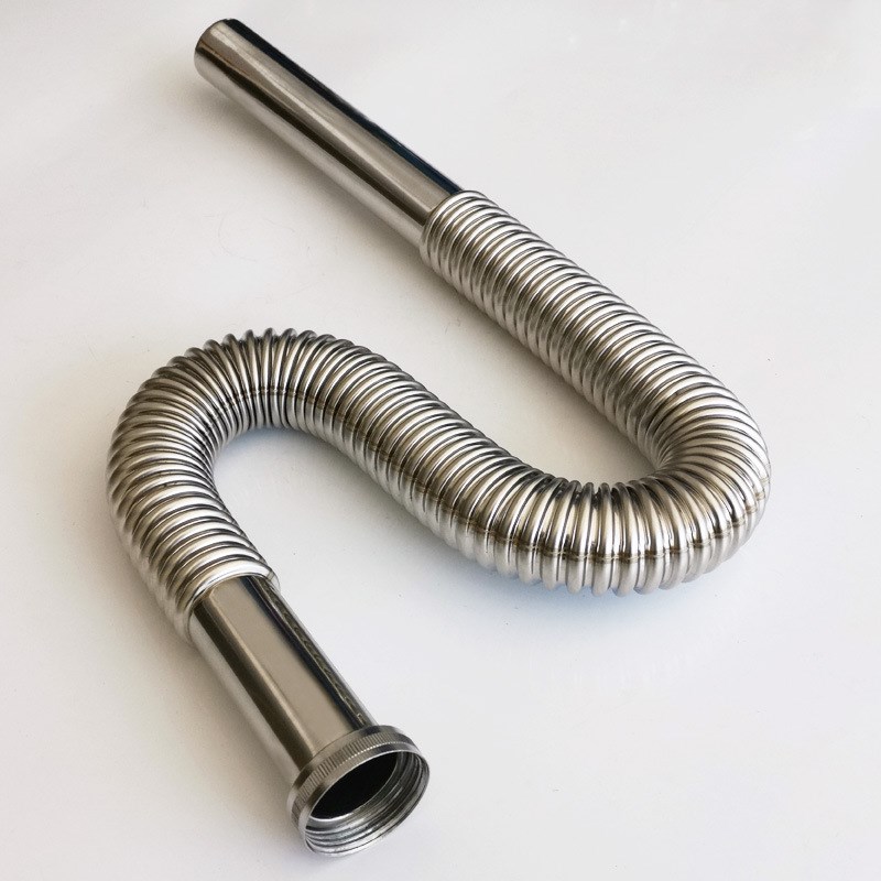 卫生间洗手盆下水管 不锈钢波纹管下水器配件面盆防臭排水管