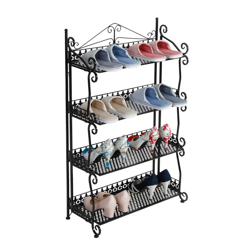 欧式铁艺鞋架 不锈钢多层简易客厅鞋柜家用经济型防尘收纳架
