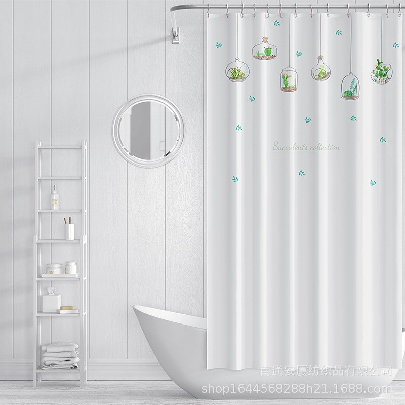 浴室帘子防水布跨境数码窗帘印花隔断遮光卫生间浴帘保温