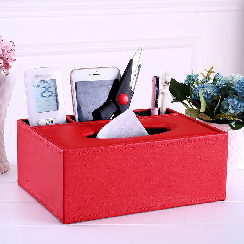 皮革收纳盒欧式家用桌面遥控器纸巾盒酒店纸抽盒礼品广告印字logo
