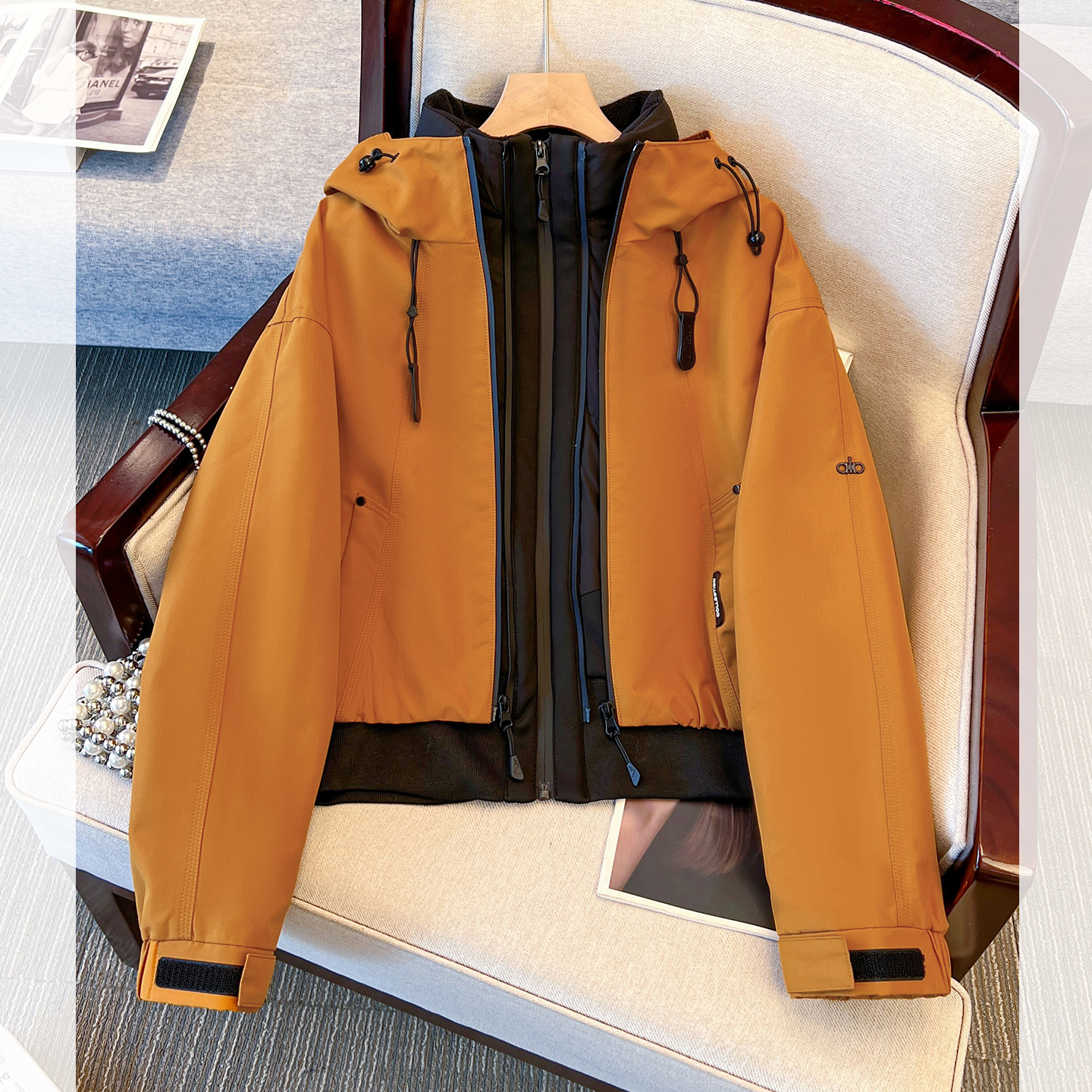 连帽冲锋外套夹棉加厚抓绒衣内胆