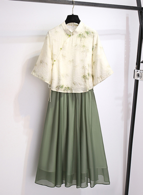 新中式国风禅意改良汉服连衣裙女2026夏季新款古风茶服旗袍两件套