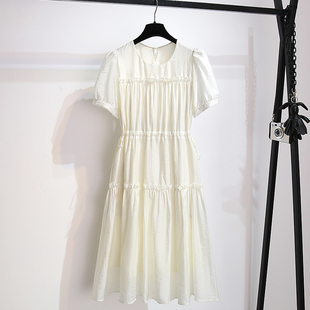 新款 2026夏季 轻奢高级感抽绳收腰长裙 连衣裙女装 莱赛尔天丝泡泡袖