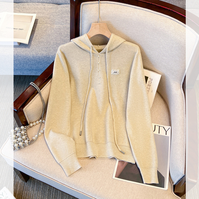 连帽针织长袖t恤内搭打底衫女