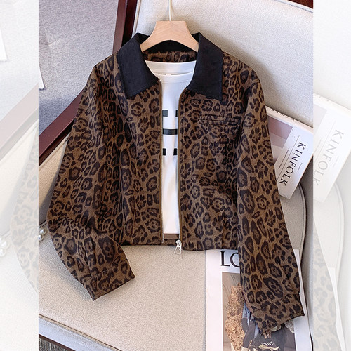 美拉德棕咖色豹纹洋气外套女夹克