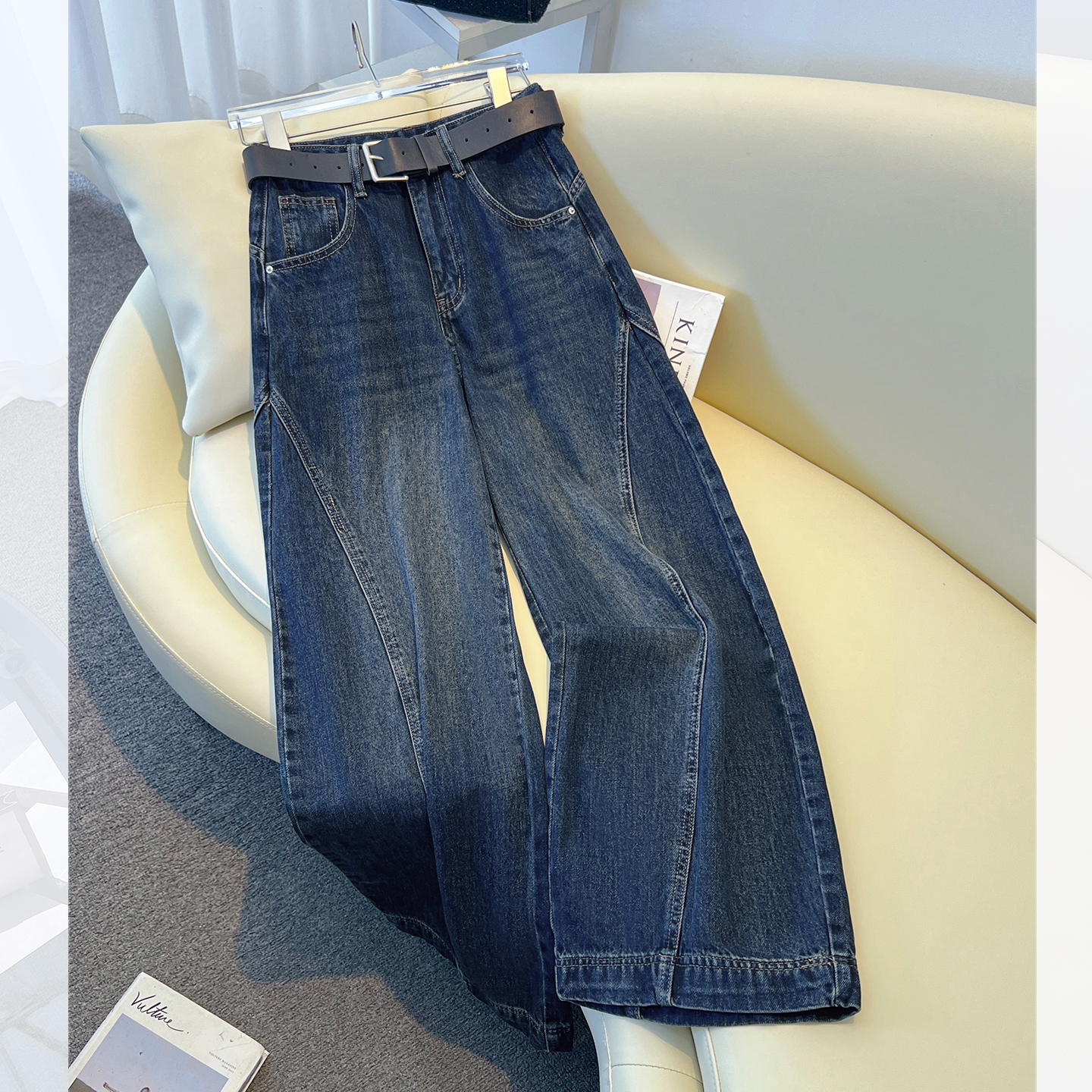 今年流行爆款高腰弯刀裤子女