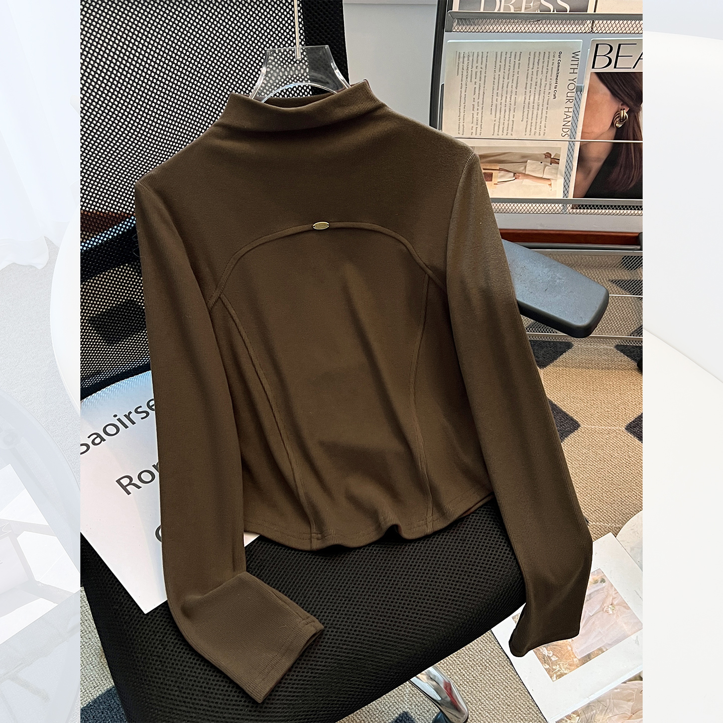 半高领长袖t恤内搭打底衫女短款