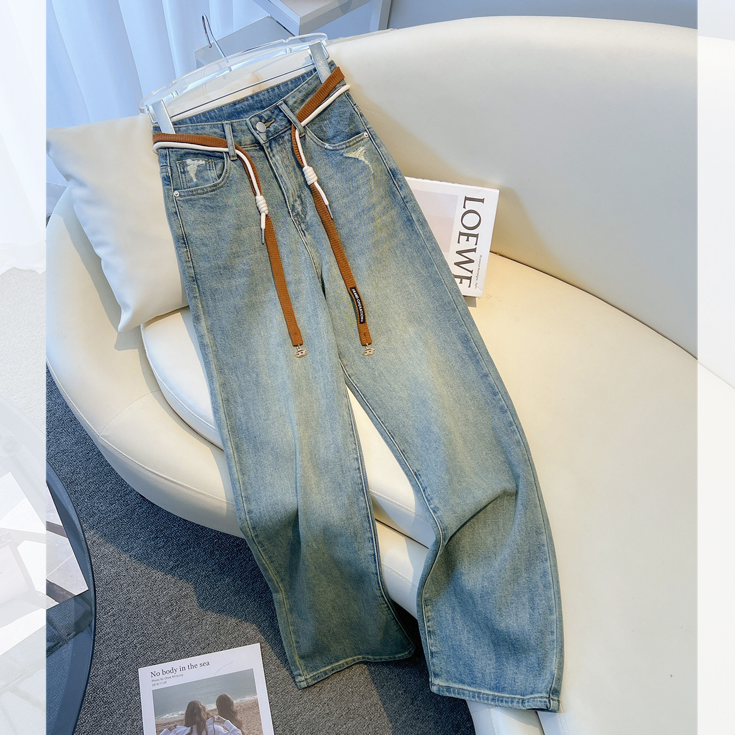 今年流行爆款高腰宽松阔腿牛仔裤女2025秋季新款设计感直筒破洞裤,女装/女士精品,牛仔裤,淘宝优惠券,粉丝福利购,淘宝优惠卷
