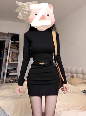 辣妹复古半高领长袖性感连衣裙女lolita洛丽塔连衣裙包臀裙日常