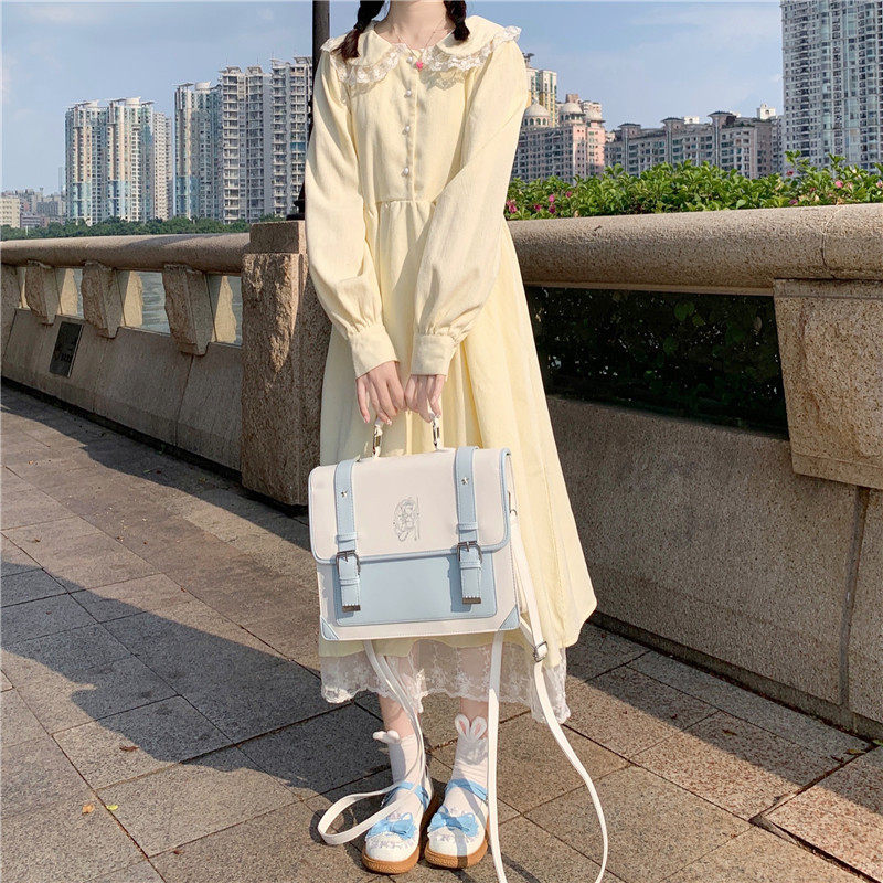 日系蕾丝花边娃娃领连衣裙