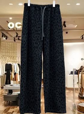 RAIN MALKA秋季灰色豹纹休闲裤休闲宽松百搭显瘦直筒裤潮83030