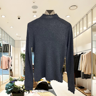 木耳边半高领打底衫 欧货春冬2025新精纺细羊毛针织衫 毛衣 5090