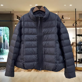 2N8518 高端门禁拼针织双拉链立领休闲减龄短装鸭绒羽绒服外套冬