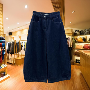 魅力前沿女裤2025冬季高腰宽松显瘦气球裤加绒阔腿八九分牛仔裤女