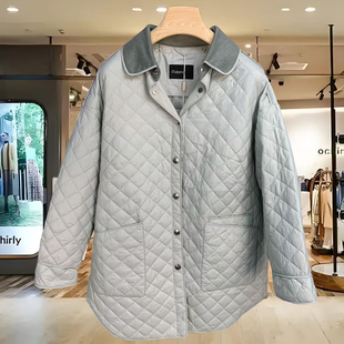 高端买手店女装薄荷绿薄棉衣中长款洋气时尚百搭外套保暖时尚女装