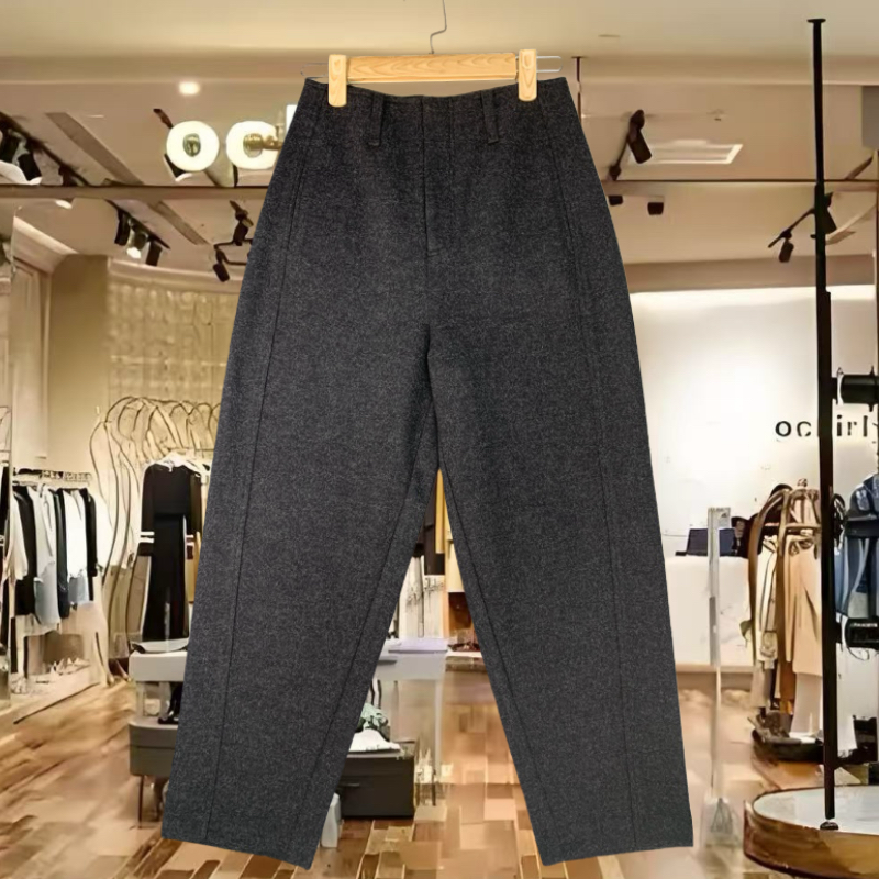 南油高端女装高定款羊毛呢20时髦显瘦弯刀裤女高腰百搭加厚